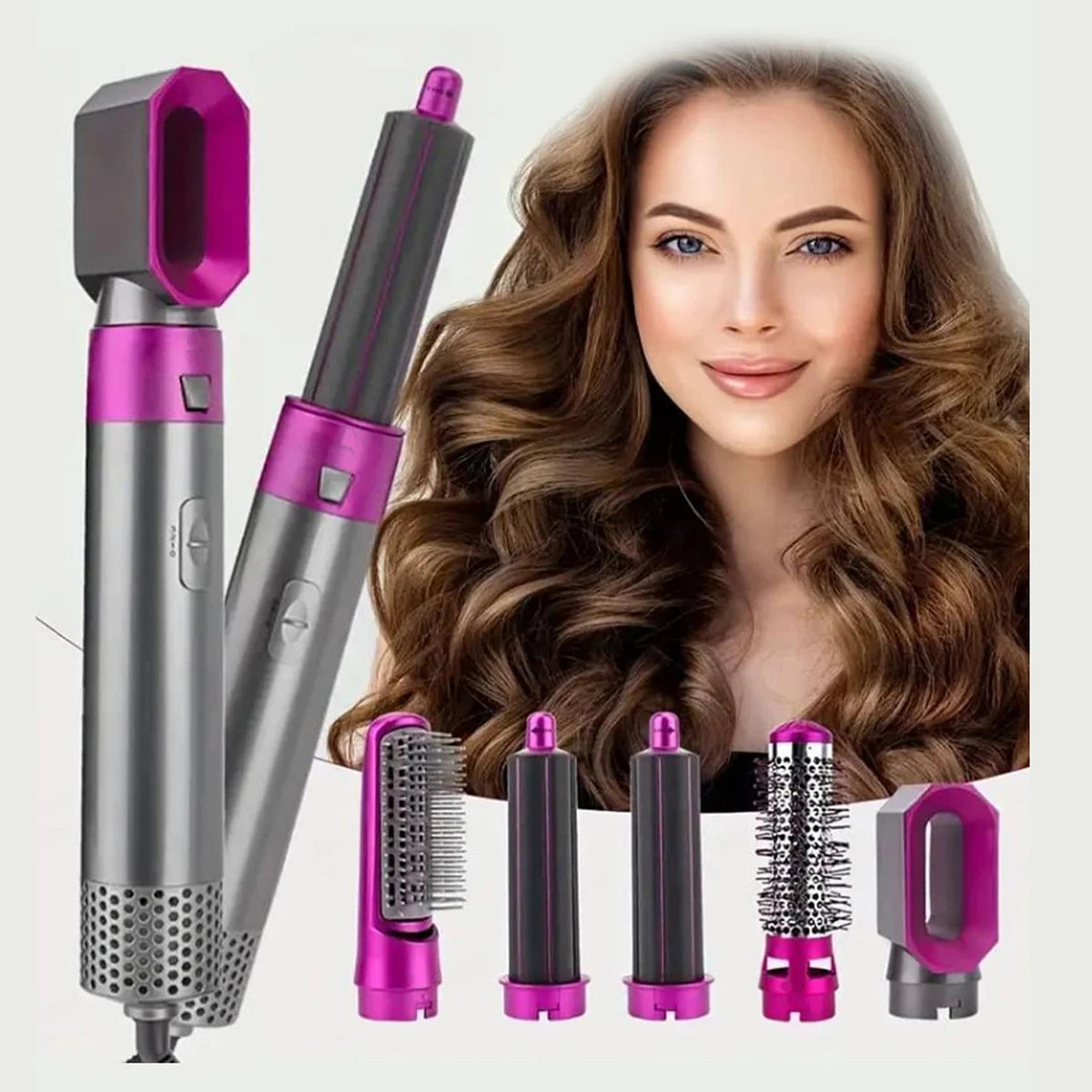 Hot Air Brush 5-in-1 Hair Dryer Brush  ( Allow To Open On parcel 100%  warranty )