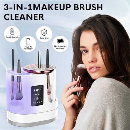 3 IN 1 Automatic Electric Makeup Brush Cleaner, with Makeup Brush Dryer ,Portable USB, Deep Cleaning for All Size of Brush Sets