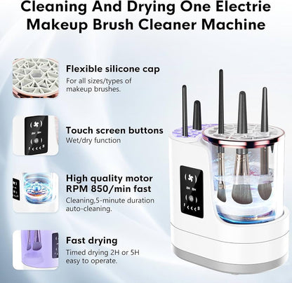 3 IN 1 Automatic Electric Makeup Brush Cleaner, with Makeup Brush Dryer ,Portable USB, Deep Cleaning for All Size of Brush Sets