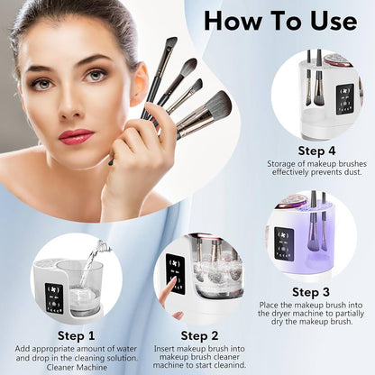3 IN 1 Automatic Electric Makeup Brush Cleaner, with Makeup Brush Dryer ,Portable USB, Deep Cleaning for All Size of Brush Sets