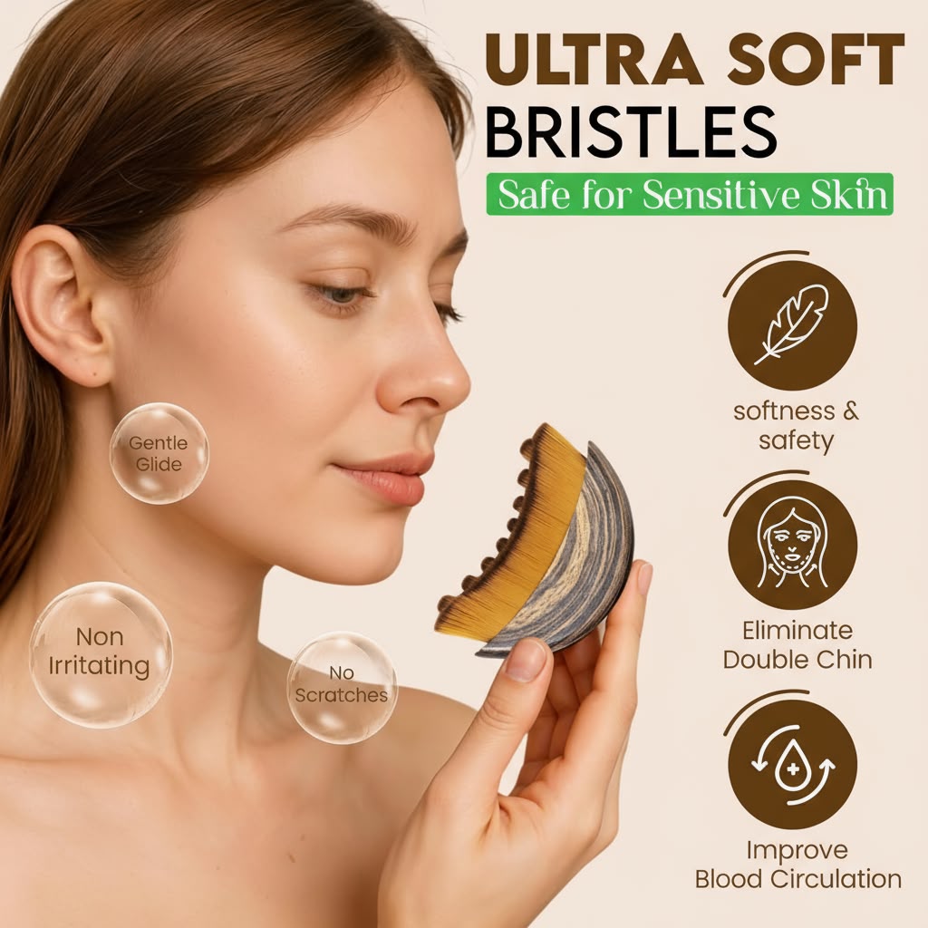 Lymphatic Contour Face Brush – Premium Imported Facial Sculpting & De-Puffing Brush