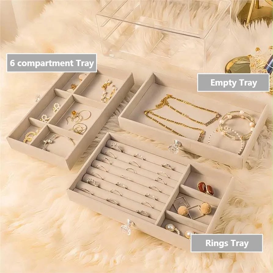 Acrylic 3 Layers Jewellery Box  || Elegant Organizer Bracelets, Earrings, Rings, Pendant, Watches || Luxury Gifts for Your Loved One || Premium & Imported Quality