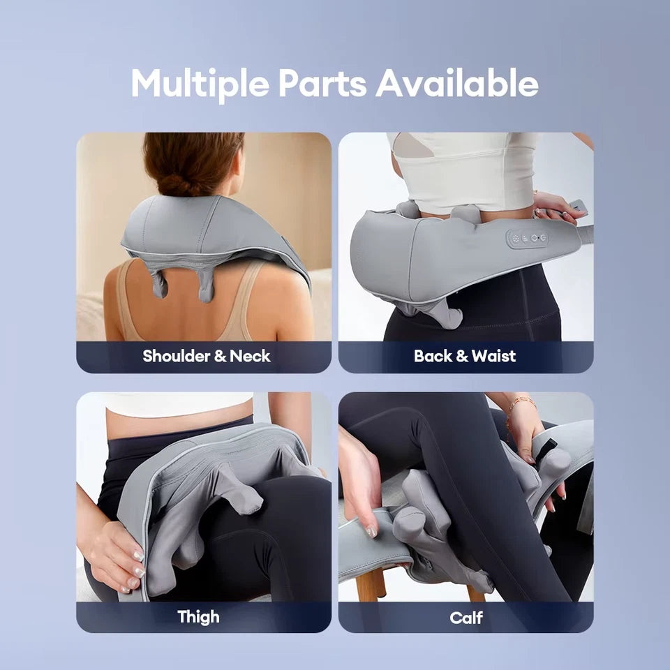 Neck & Back Massager With Heat – Professional Electric Cervical Deep Tissue Pain Relief Massager / 1 year Warranty + Premium Quality