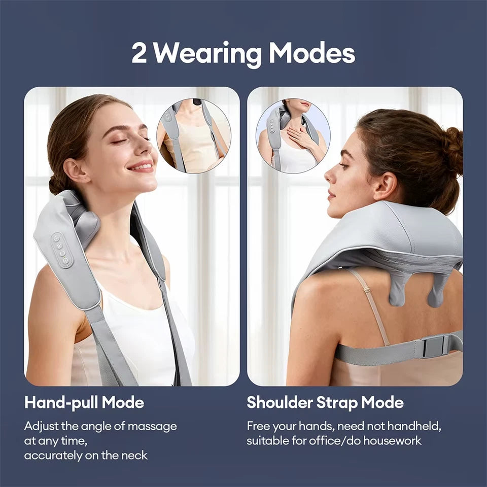 Neck & Back Massager With Heat – Professional Electric Cervical Deep Tissue Pain Relief Massager / 1 year Warranty + Premium Quality
