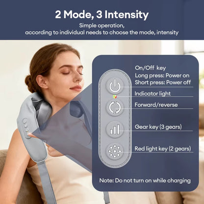 Neck & Back Massager With Heat – Professional Electric Cervical Deep Tissue Pain Relief Massager / 1 year Warranty + Premium Quality